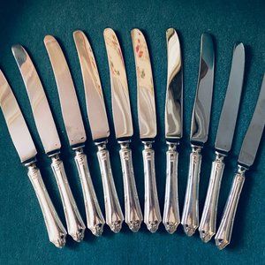 English Sterling Silver Handled Dinner Knives (set of 10)